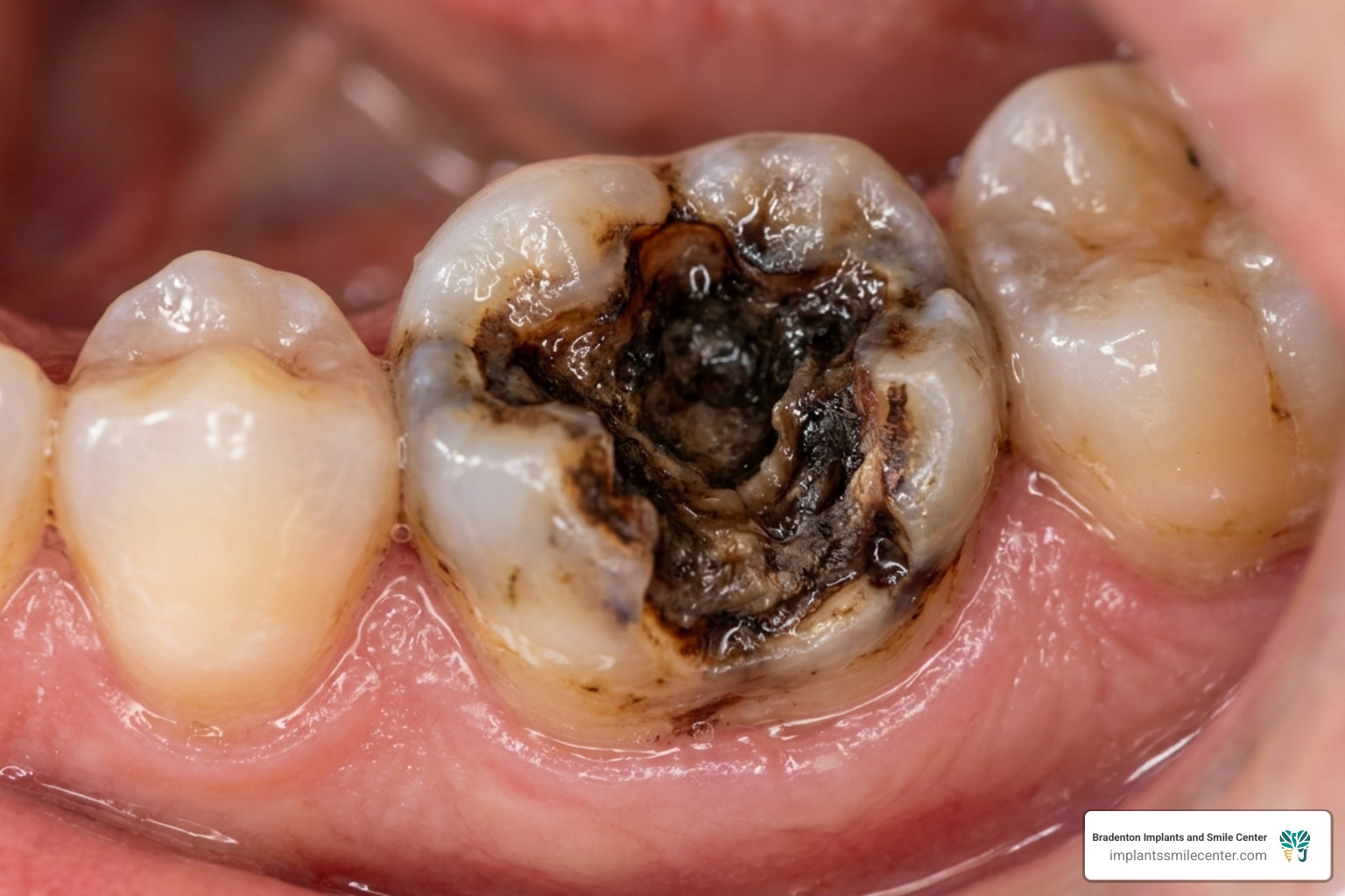 Tooth with a large cavity unsuitable for laser treatment - laser filling of teeth disadvantages Tooth with a large cavity unsuitable for laser treatment - laser filling of teeth disadvantages