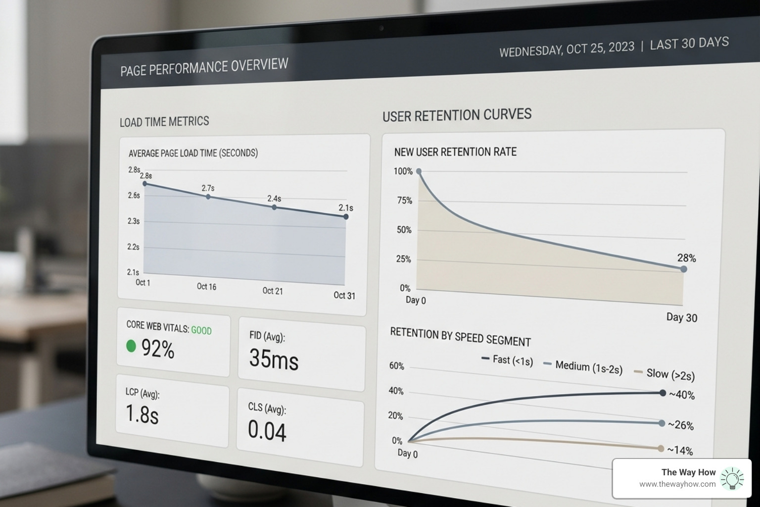 page speed metrics showing load times and user retention - lead gen seo