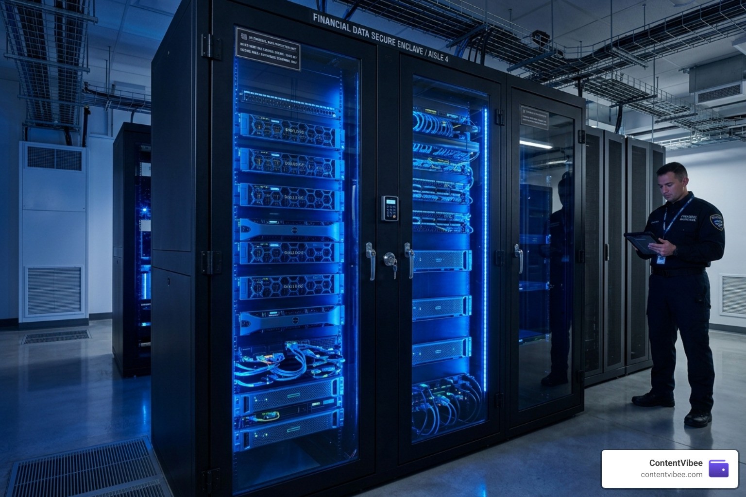 Secure data server representing financial security and investment data protection - Investment Accounting Software Cost and