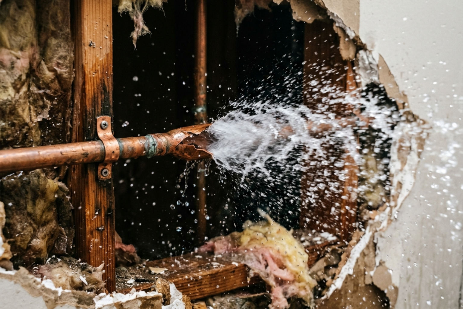 burst copper pipe inside a drywall cavity spraying water - water damage exclusion endorsement burst copper pipe inside a drywall cavity spraying water - water damage exclusion endorsement