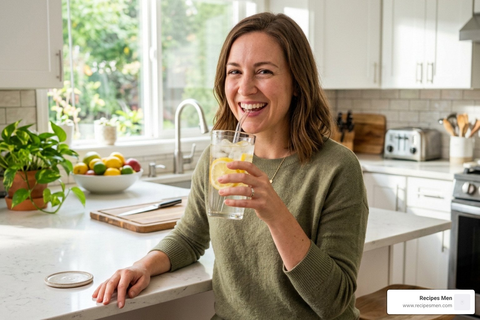 Person drinking water with lemon - beginner fat burn meals