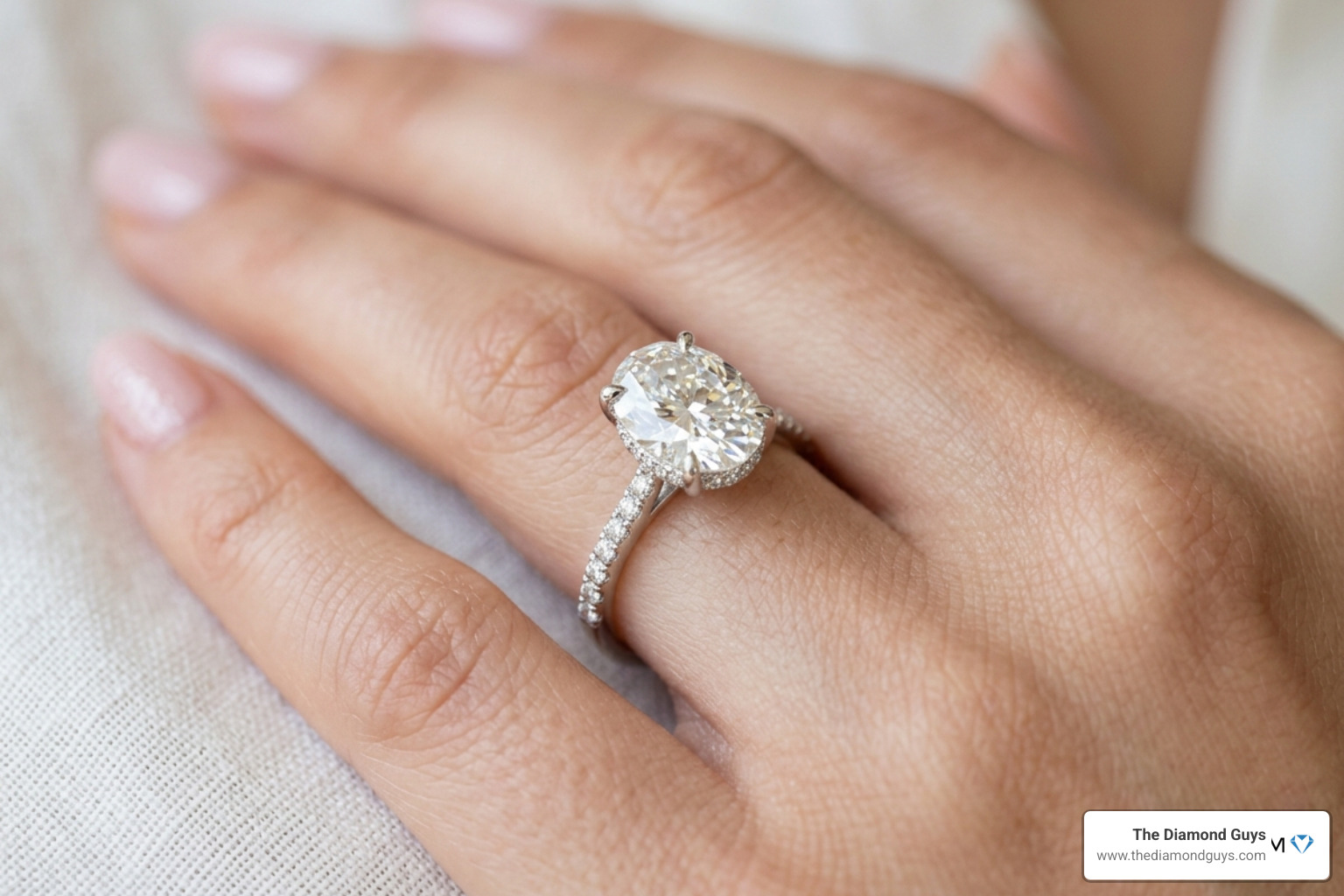 Oval diamond engagement ring with a delicate hidden halo - custom engagement rings Phoenix