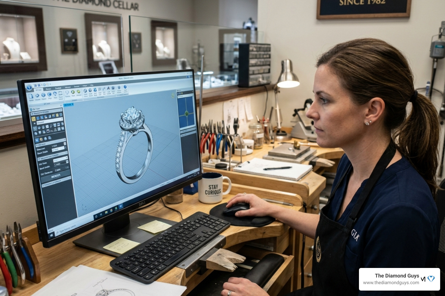 jeweler using CAD software to design a custom engagement ring - engagement rings Phoenix area jeweler using CAD software to design a custom engagement ring - engagement rings Phoenix area