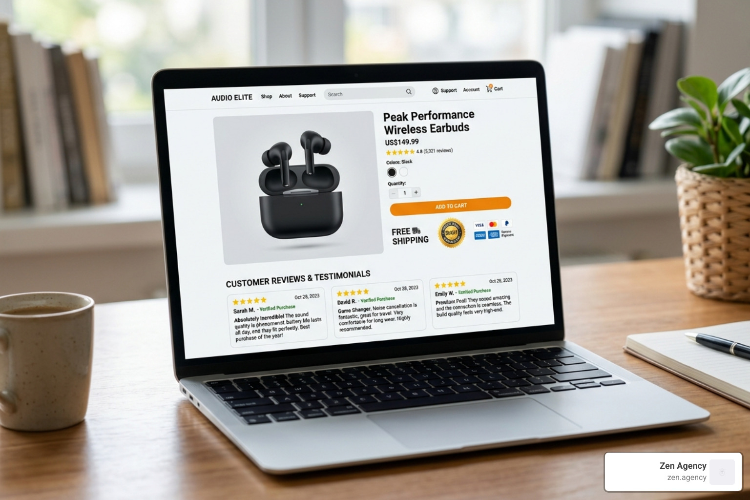 customer testimonials and trust badges displayed on a product page - increase conversion rate customer testimonials and trust badges displayed on a product page - increase conversion rate
