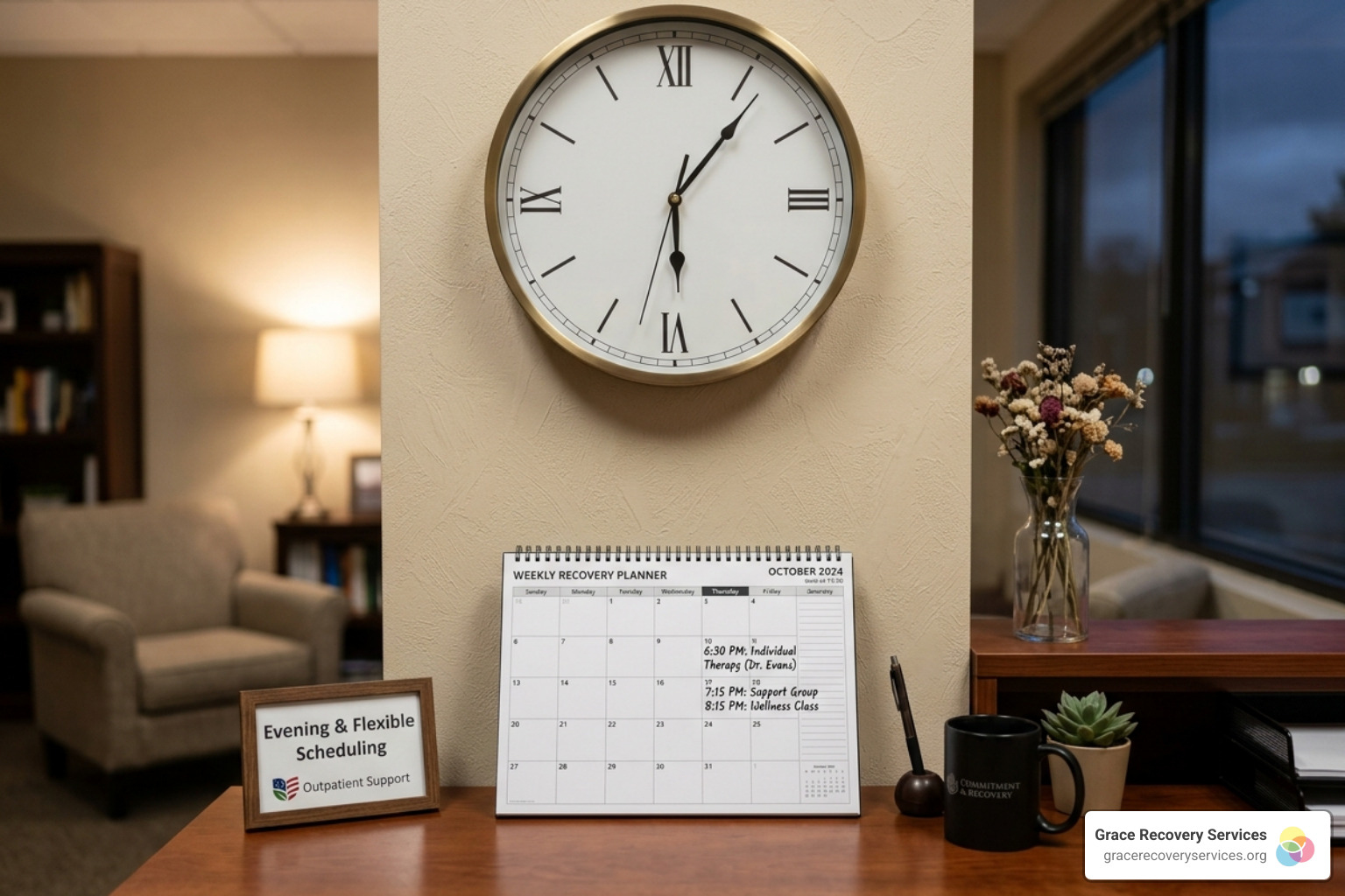 a clock symbolizing flexible recovery time and the importance of showing up for sessions - iop program requirements