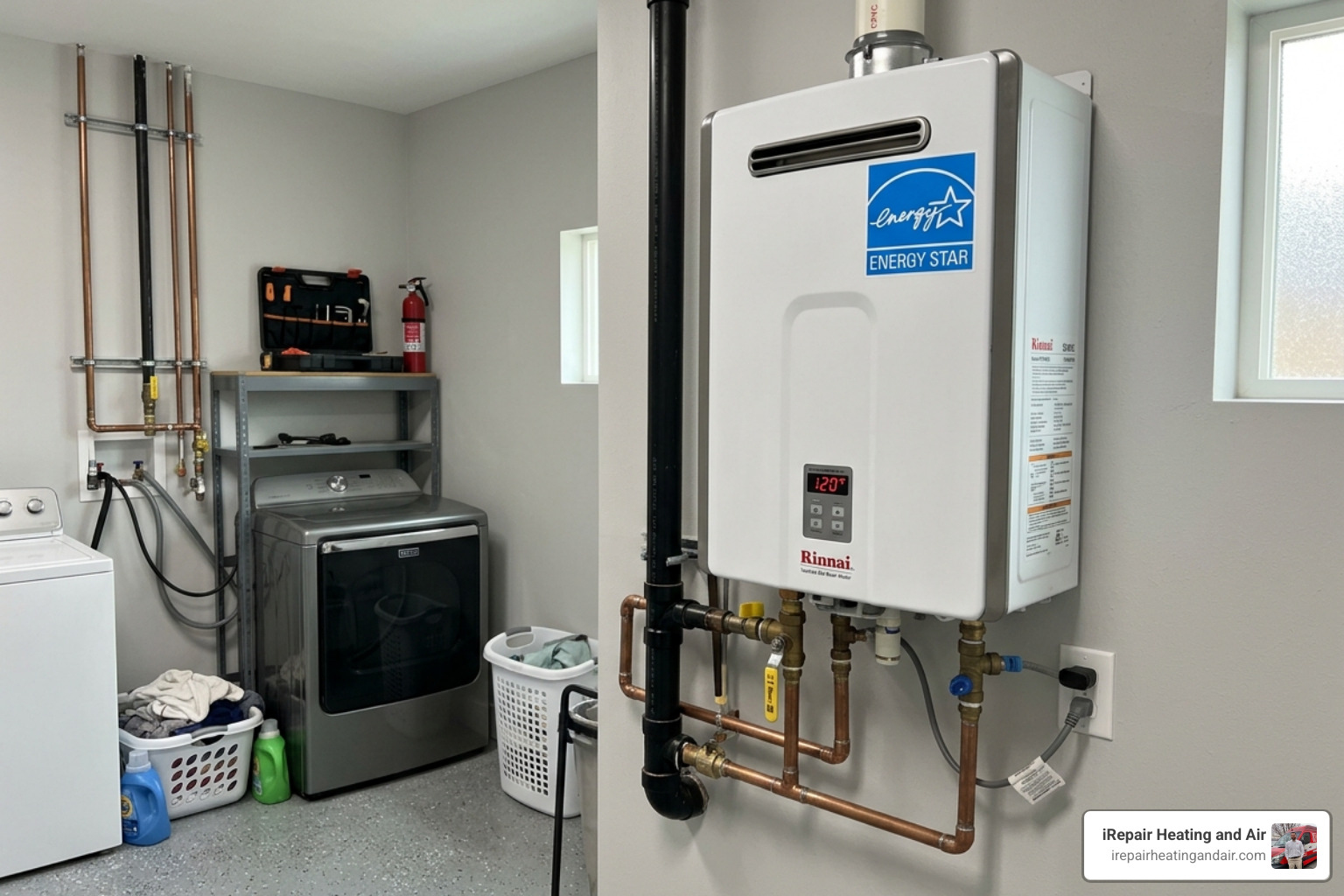 ENERGY STAR logo on a high-efficiency water heating unit - tankless water heater rebate utah