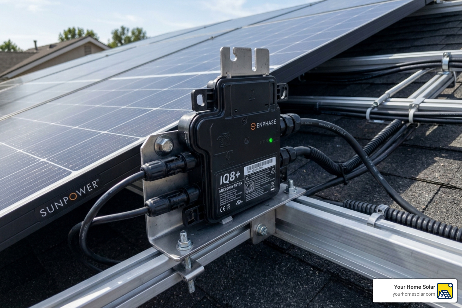 Microinverter attachment to a residential solar panel - residential solar kit Microinverter attachment to a residential solar panel - residential solar kit