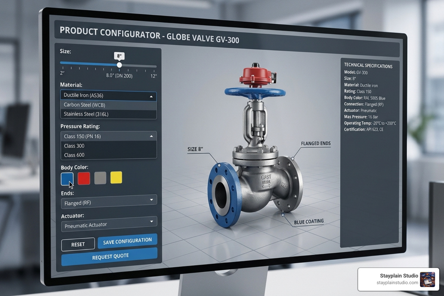 Interactive product configurator interface - Industry Specific Web Design