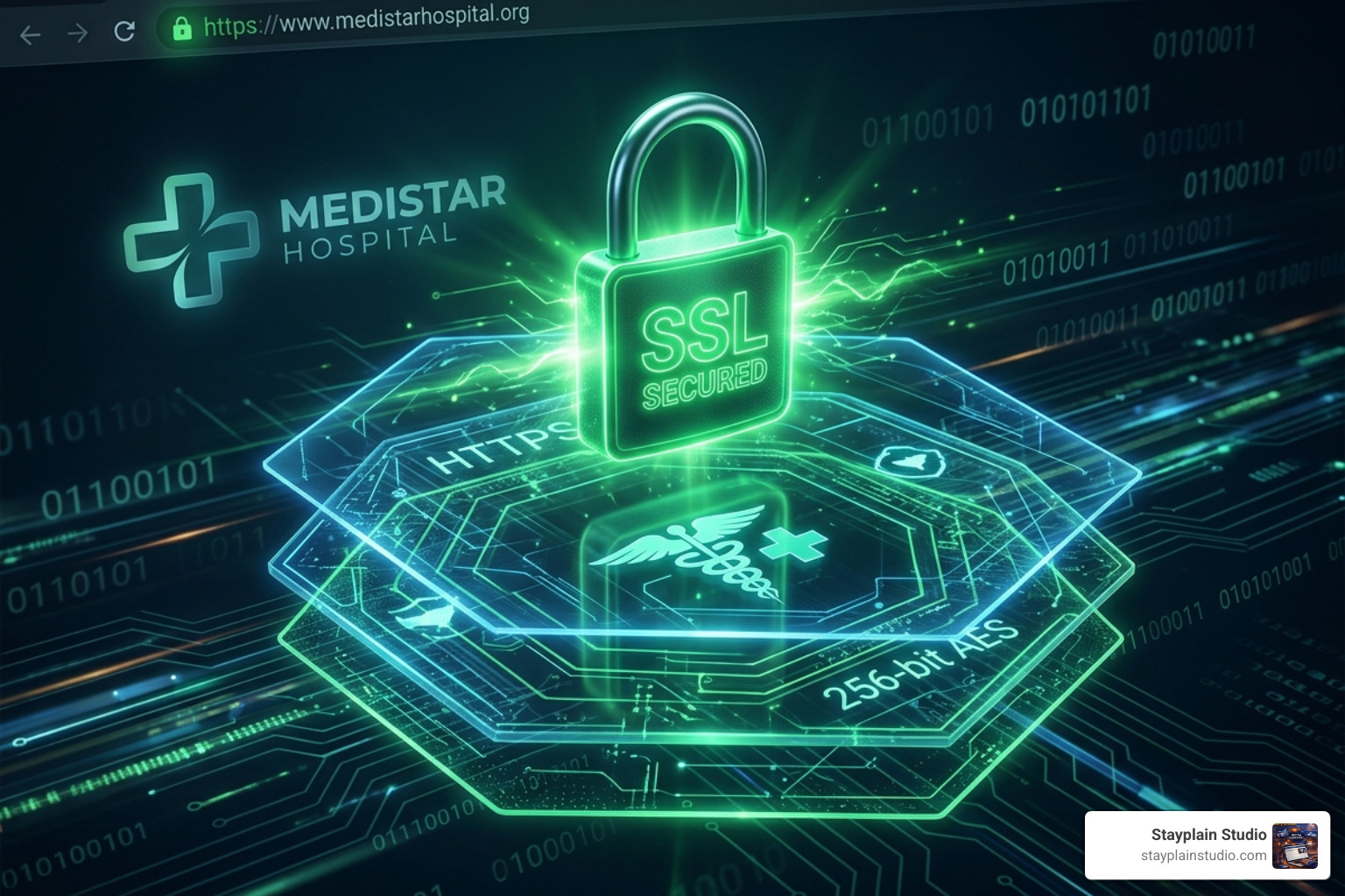 SSL padlock and encryption layers - secure hospital website design SSL padlock and encryption layers - secure hospital website design