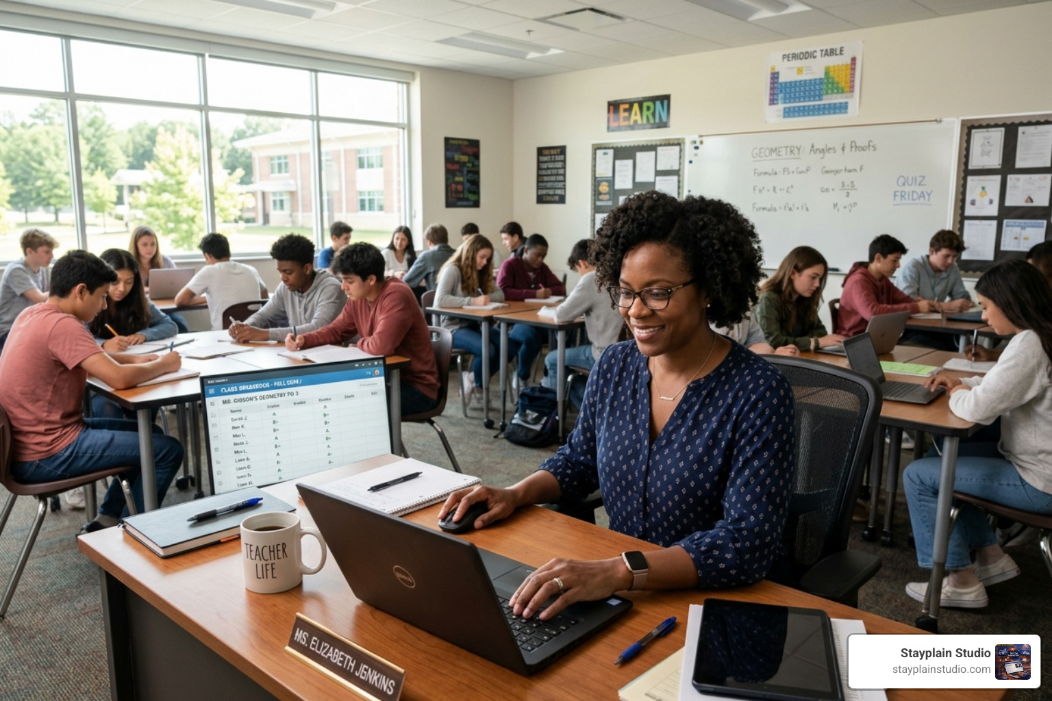 teacher using digital gradebook - school management website system teacher using digital gradebook - school management website system