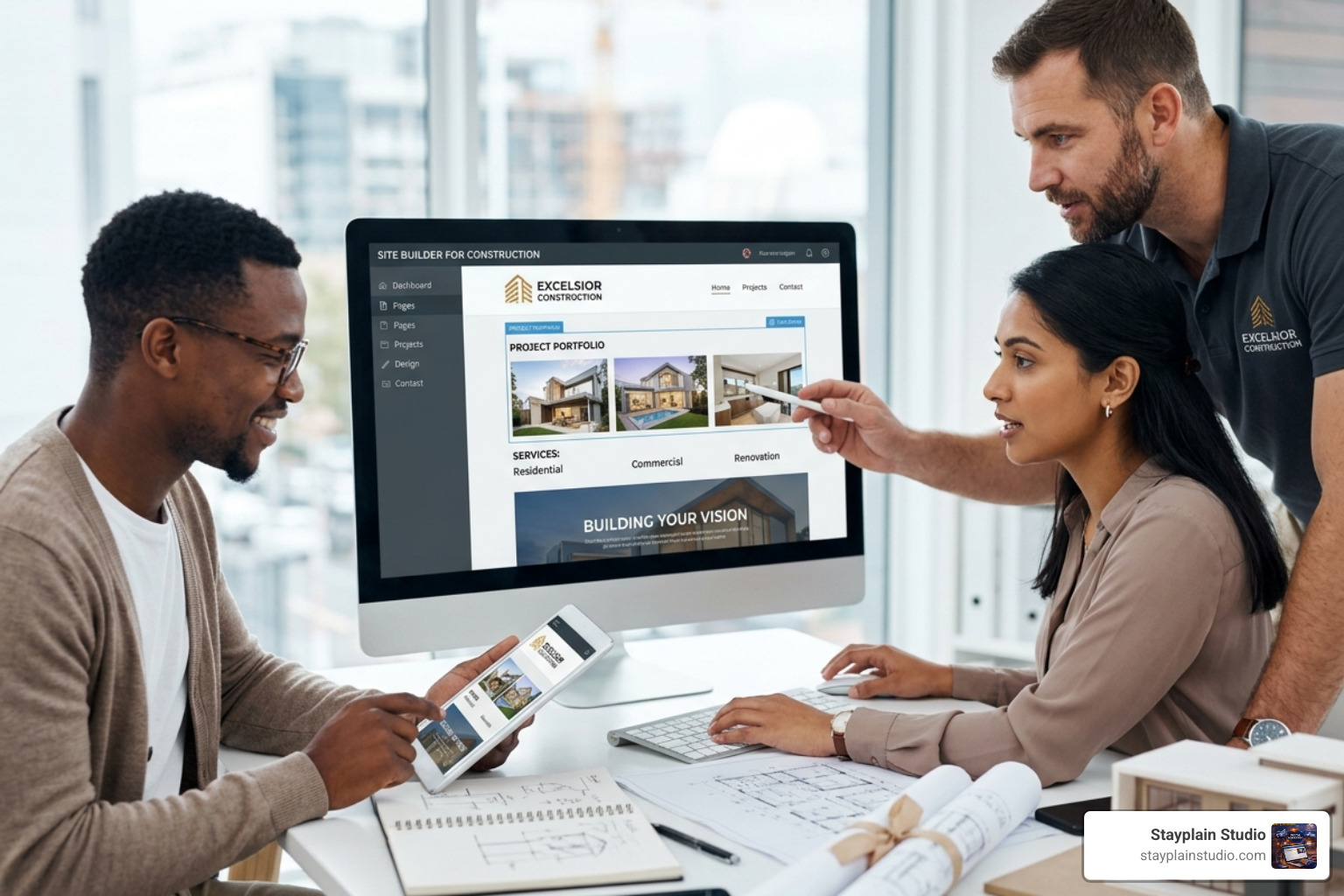 responsive construction website layout - construction company website builder