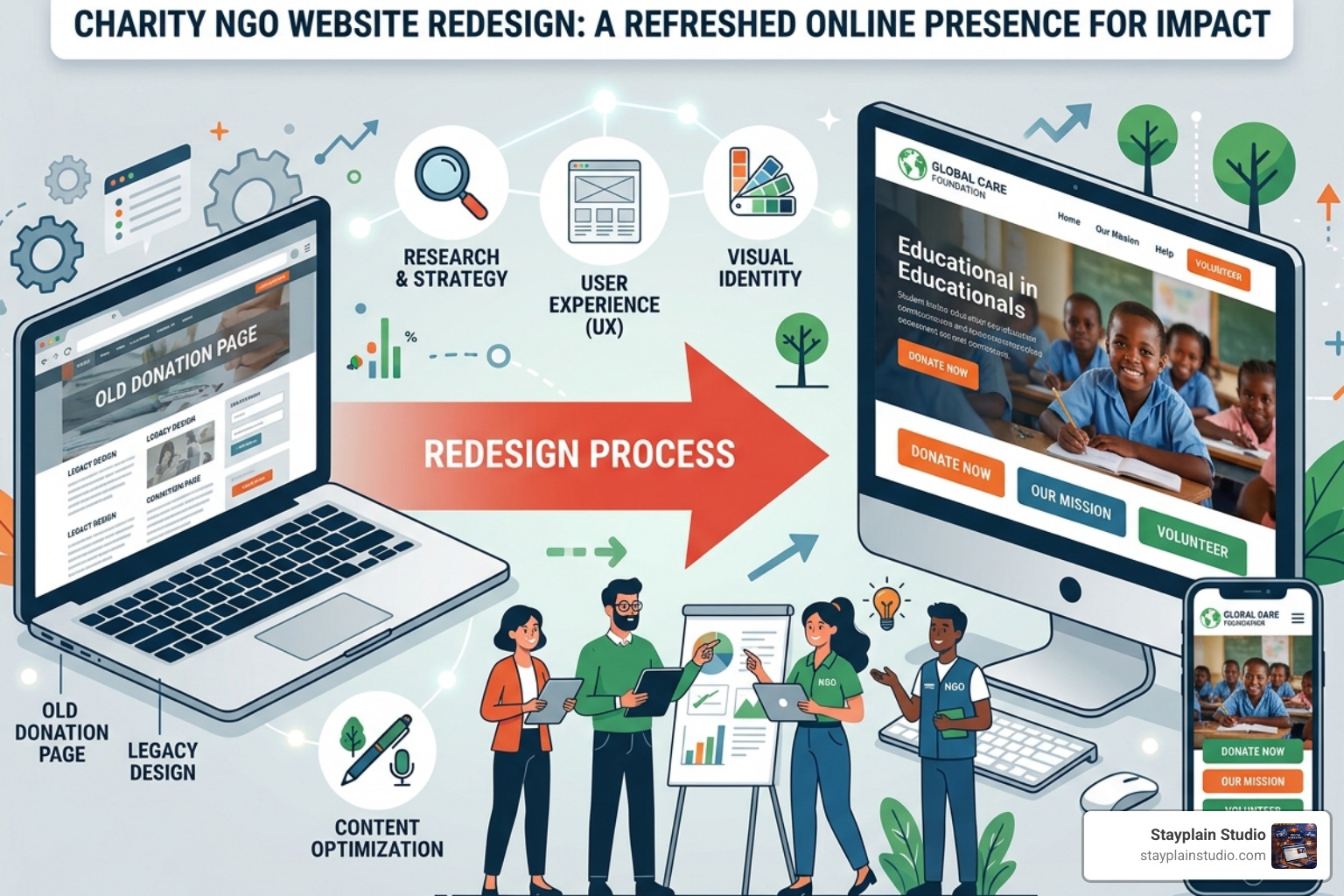 responsive ngo design mockup - charity ngo website redesign