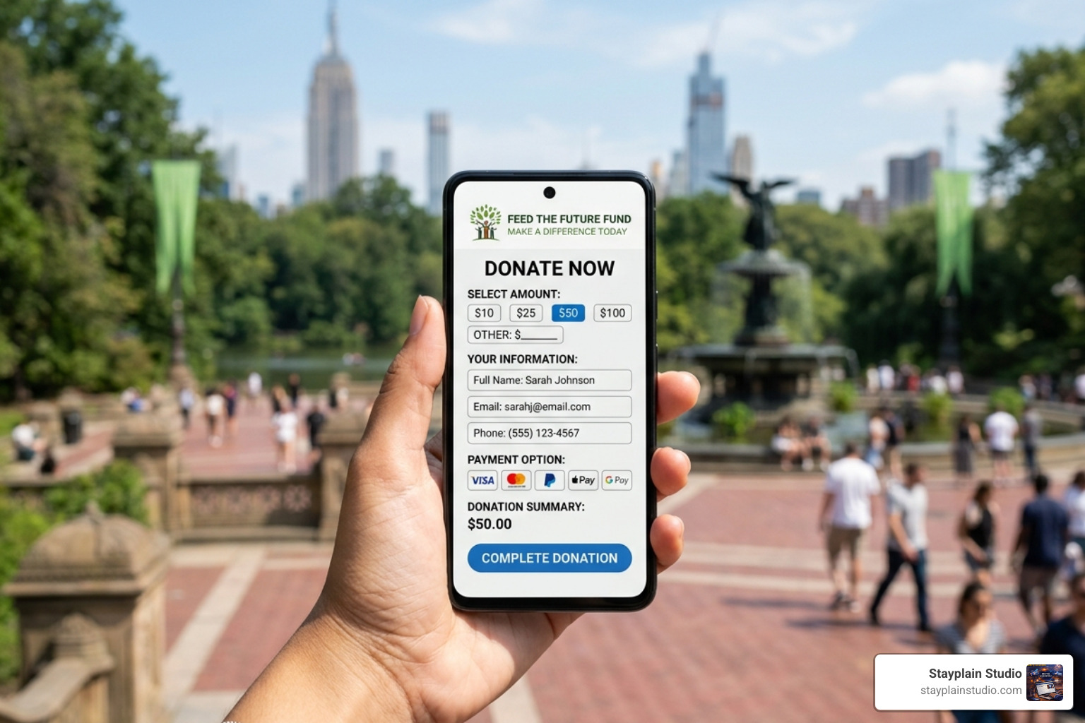 mobile responsive donation form on smartphone - ngo donation website design