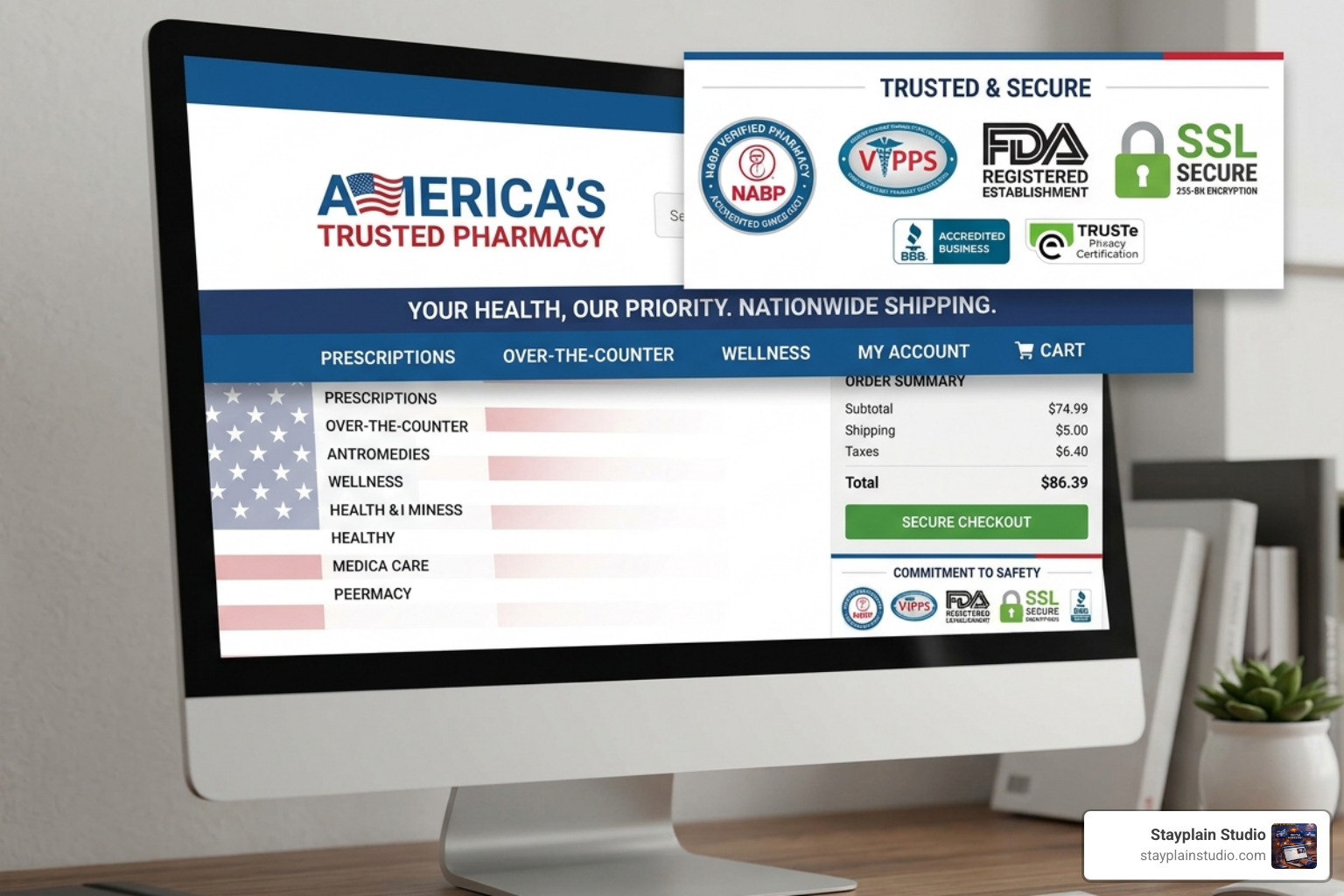trust badges and healthcare certifications - pharmacy e-commerce website design