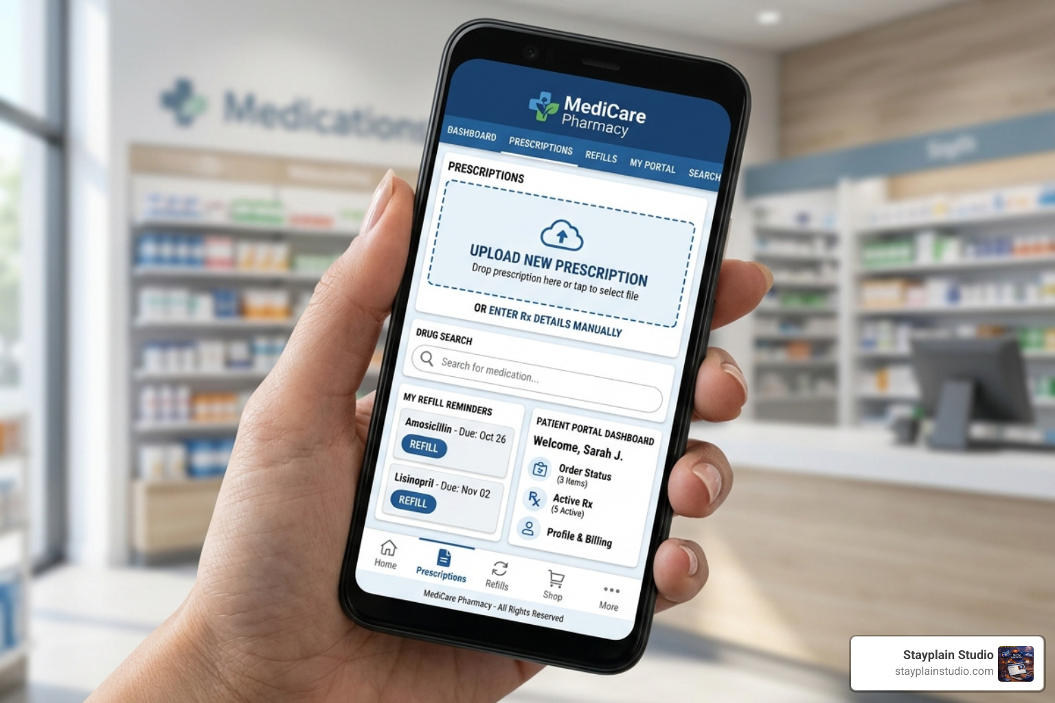 mobile pharmacy app interface - pharmacy e-commerce website design