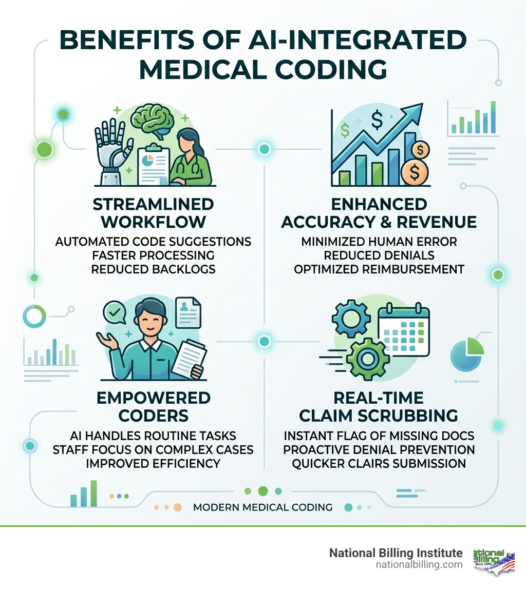infographic showing the benefits of AI-integrated medical coding - medical coding firms infographic 