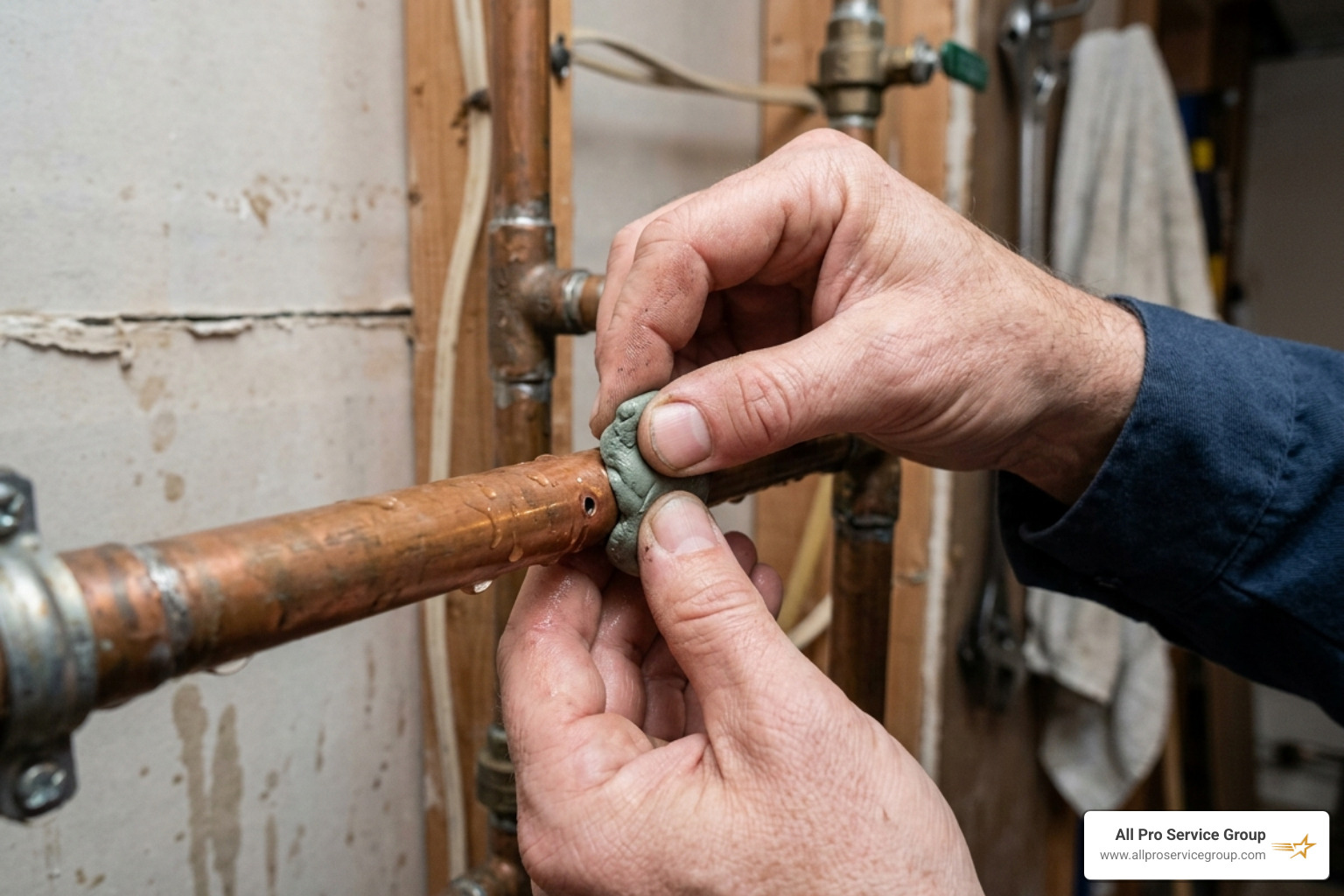 applying epoxy putty to a small pipe leak - best way to stop a leaking pipe applying epoxy putty to a small pipe leak - best way to stop a leaking pipe