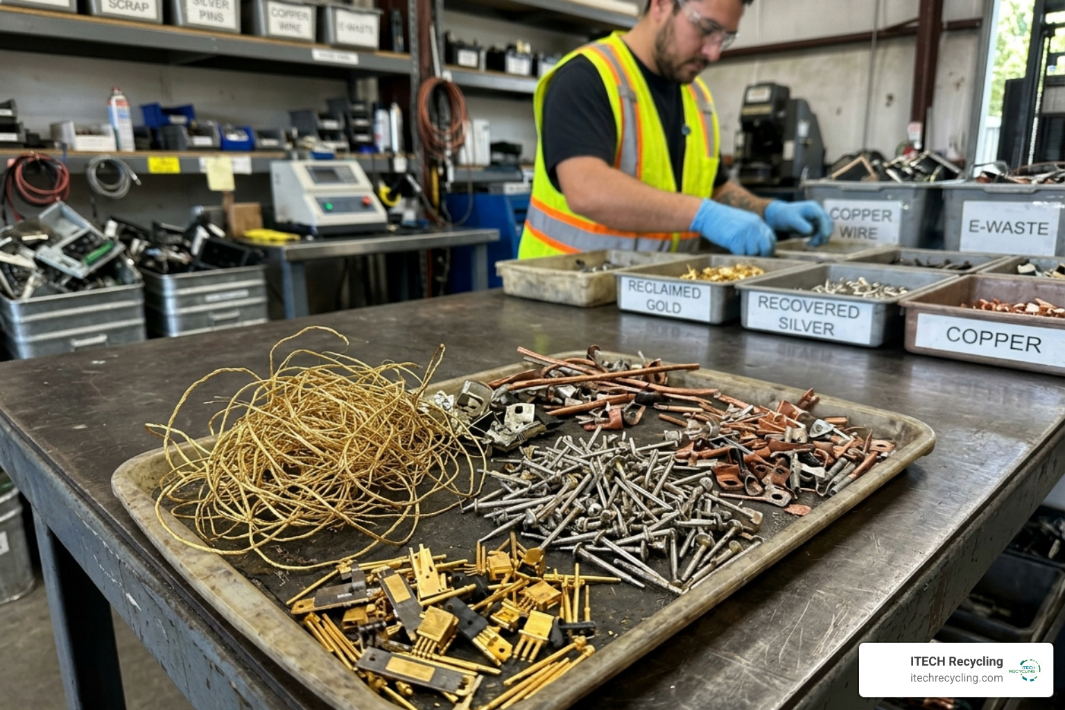 Recovered precious metals from electronic components - electronic waste recycling center Recovered precious metals from electronic components - electronic waste recycling center