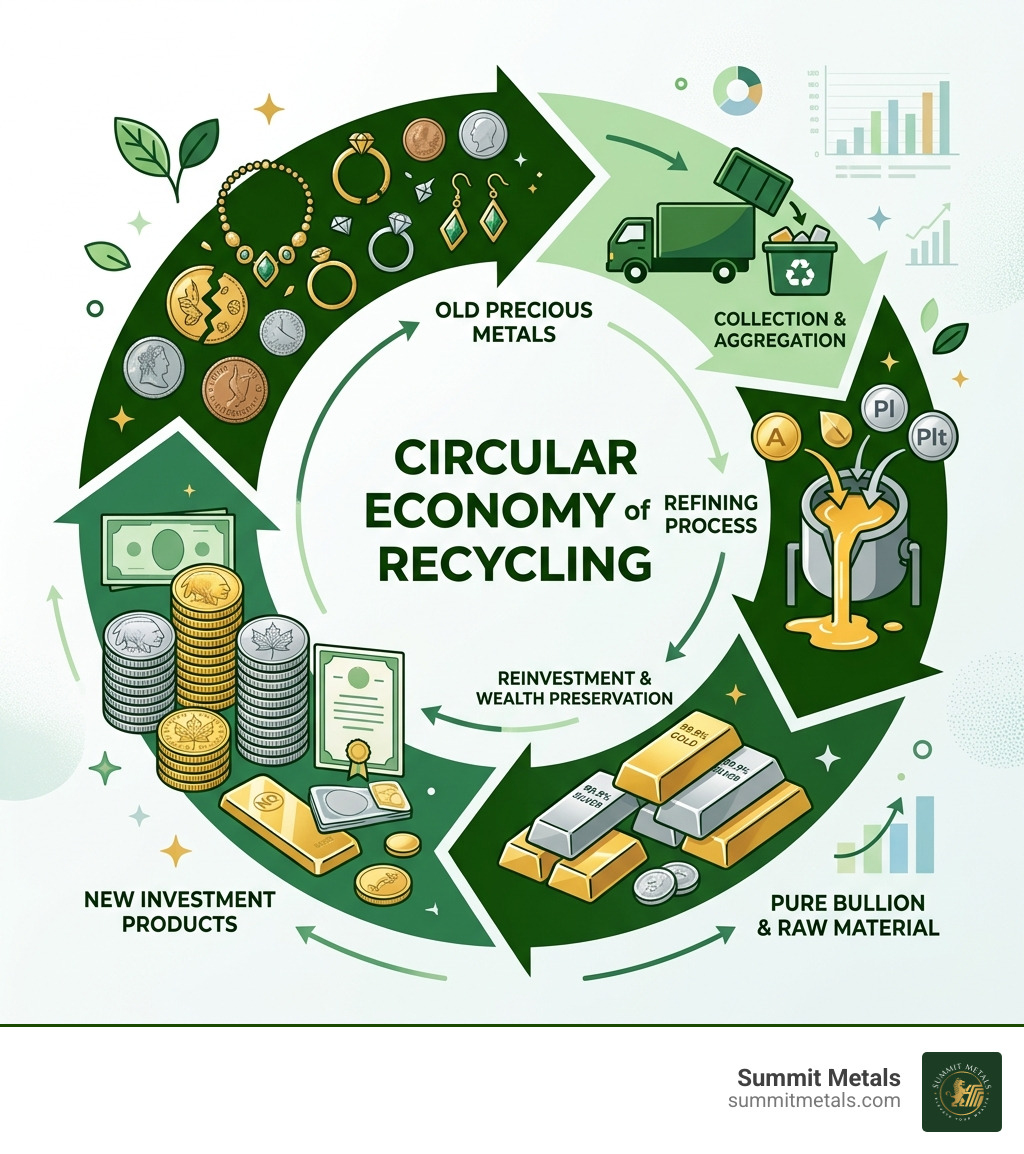 circular economy of precious metal recycling from old jewelry and coins to new investment products - old scrap buyers near circular economy of precious metal recycling from old jewelry and coins to new investment products - old scrap buyers near