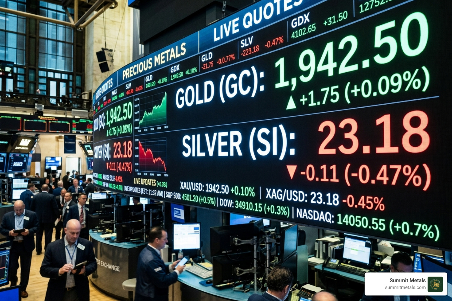 digital market ticker showing gold and silver price updates - gold aur silver ka price