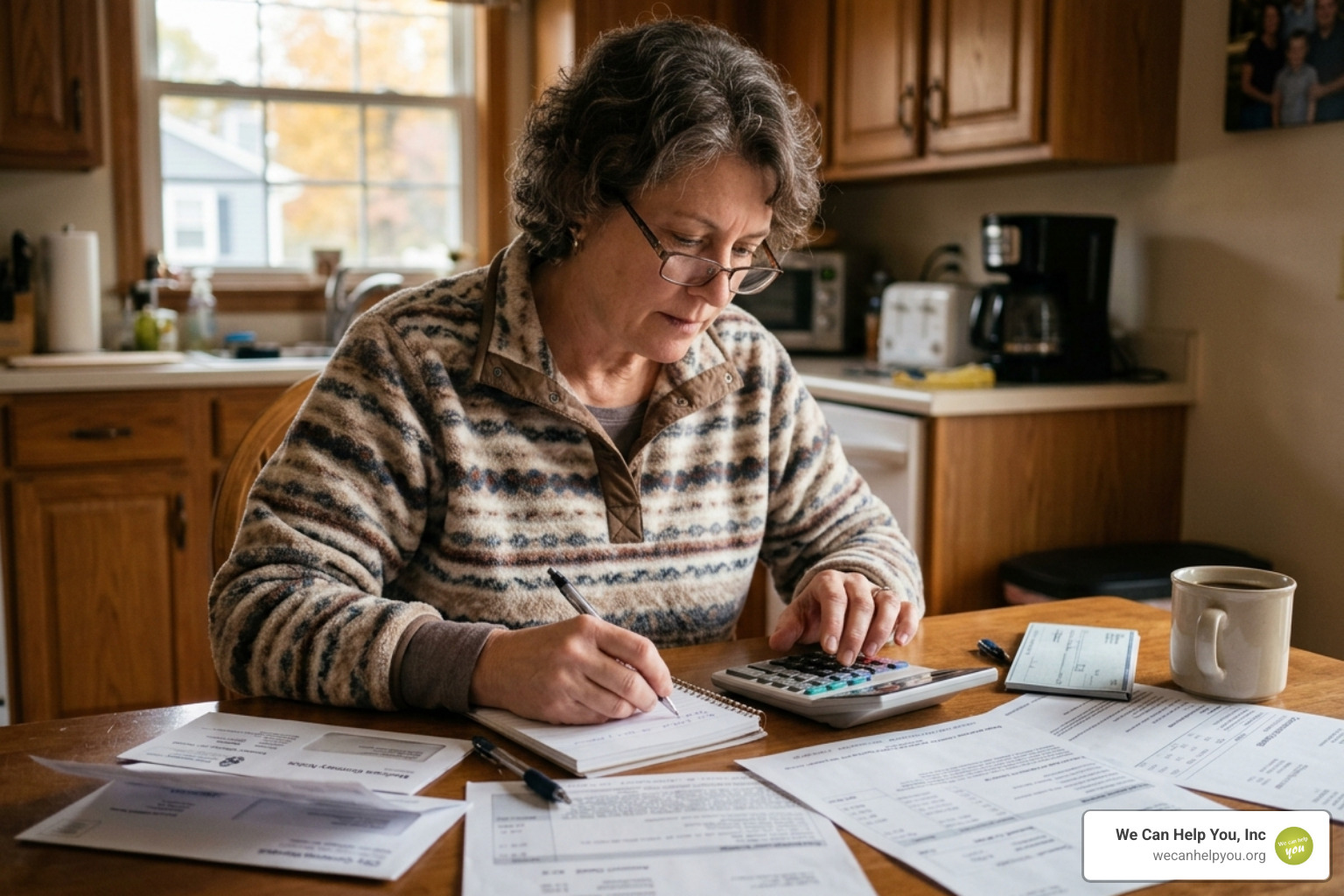 Person using a calculator to budget for healthcare expenses - Medicare eye exams