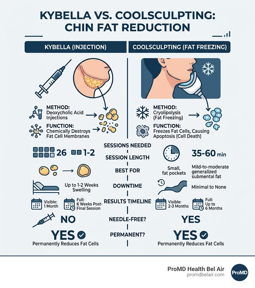 Infographic comparing Kybella vs CoolSculpting chin fat reduction mechanisms and key stats - Kybella vs CoolSculpting chin Infographic comparing Kybella vs CoolSculpting chin fat reduction mechanisms and key stats - Kybella vs CoolSculpting chin