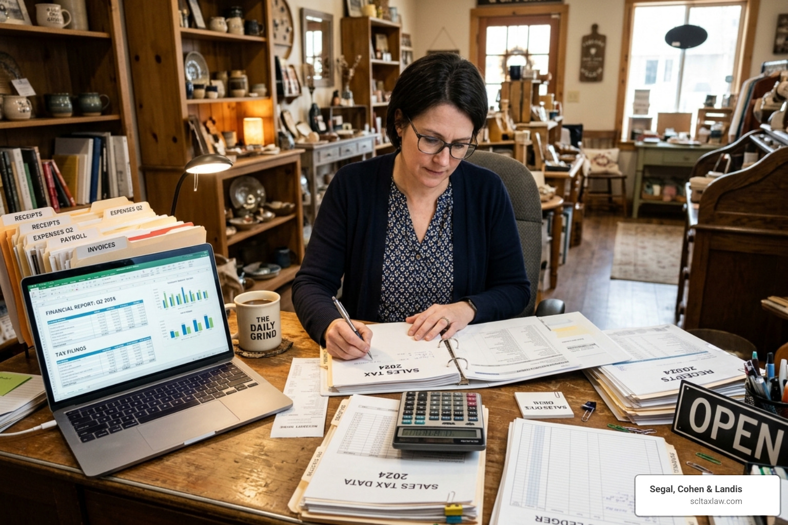 Small business owner managing sales tax records for a CDTFA payment plan - california tax installment agreement