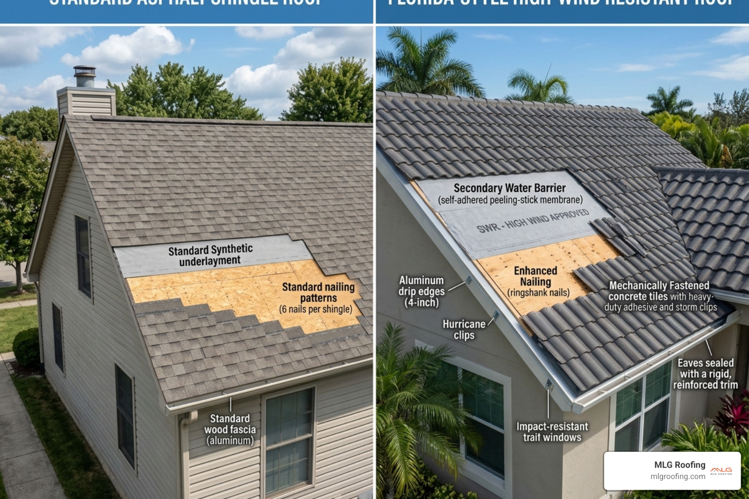Comparing standard national roof styles with Florida-specific high-wind designs - average price roof replacement
