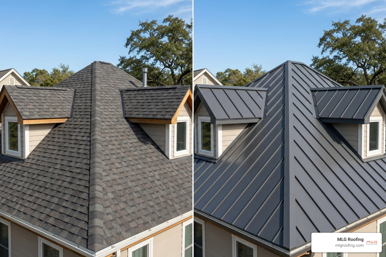 Architectural shingles vs standing seam metal panels - average price roof replacement