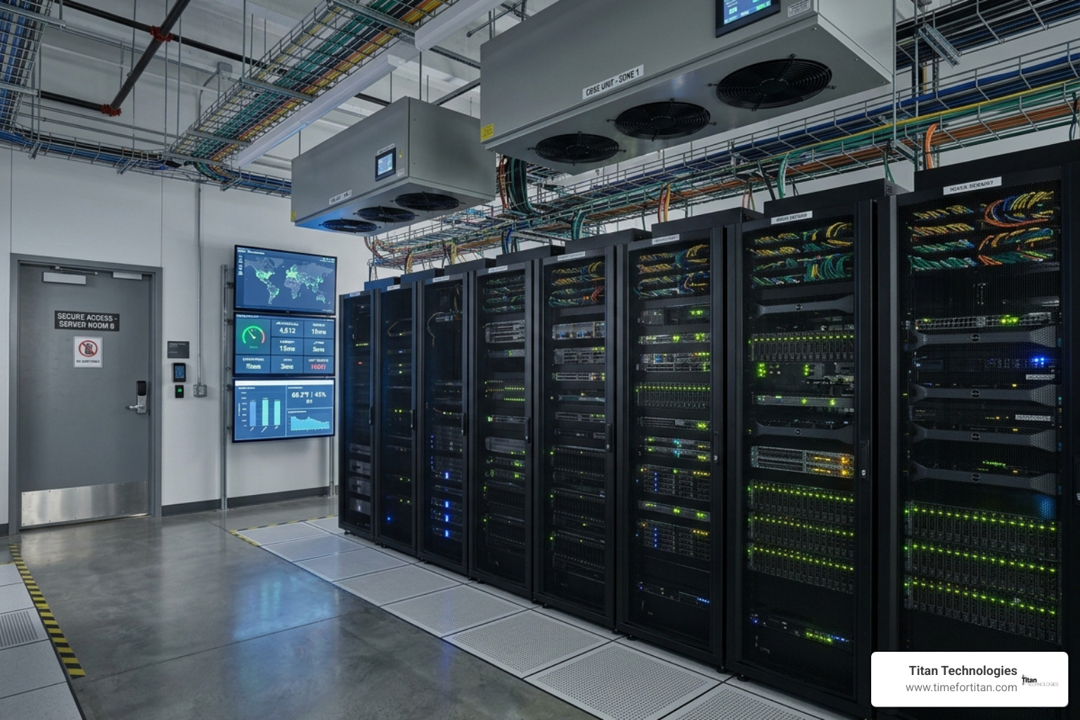A secure, climate-controlled server room representing VoIP infrastructure reliability - cheapest voip for small business A secure, climate-controlled server room representing VoIP infrastructure reliability - cheapest voip for small business