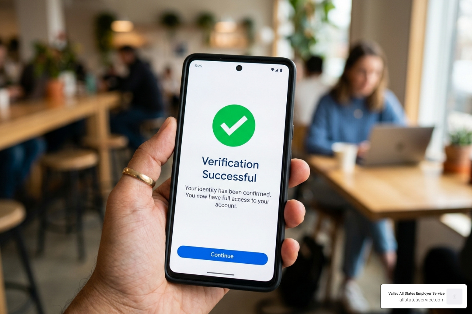 A smartphone screen showing a green checkmark and a "Verification Successful" message - clearpay id verification