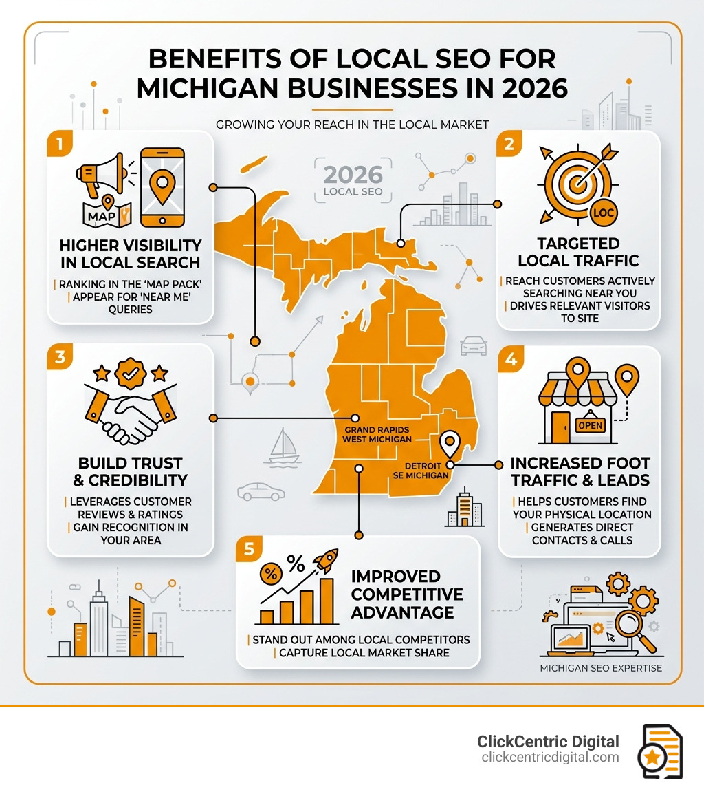 Benefits of local SEO for Michigan businesses infographic - michigan seo company infographic 