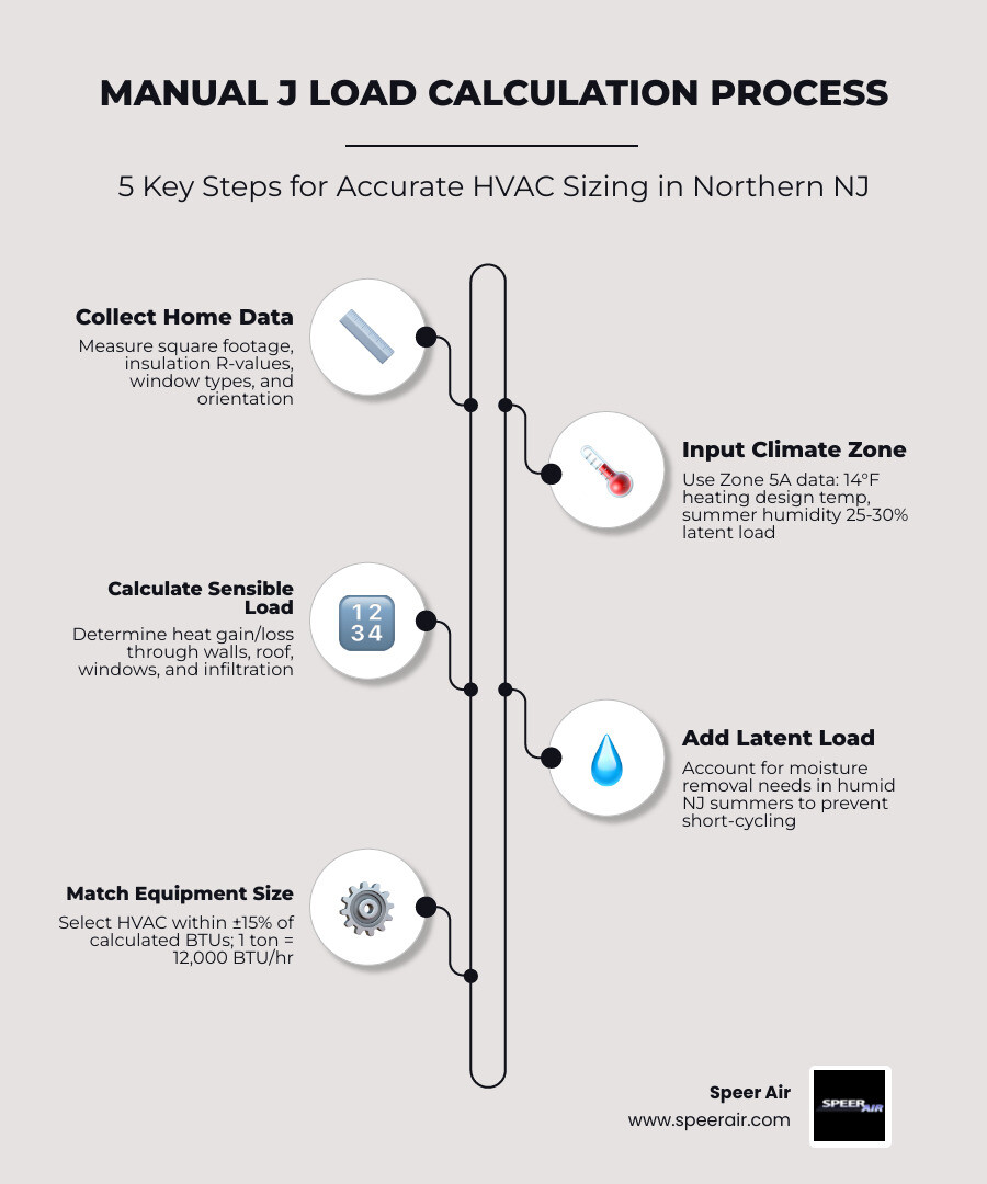 Manual J load calculation process infographic for Northern New Jersey HVAC sizing steps - getting the right size hvac for Manual J load calculation process infographic for Northern New Jersey HVAC sizing steps - getting the right size hvac for