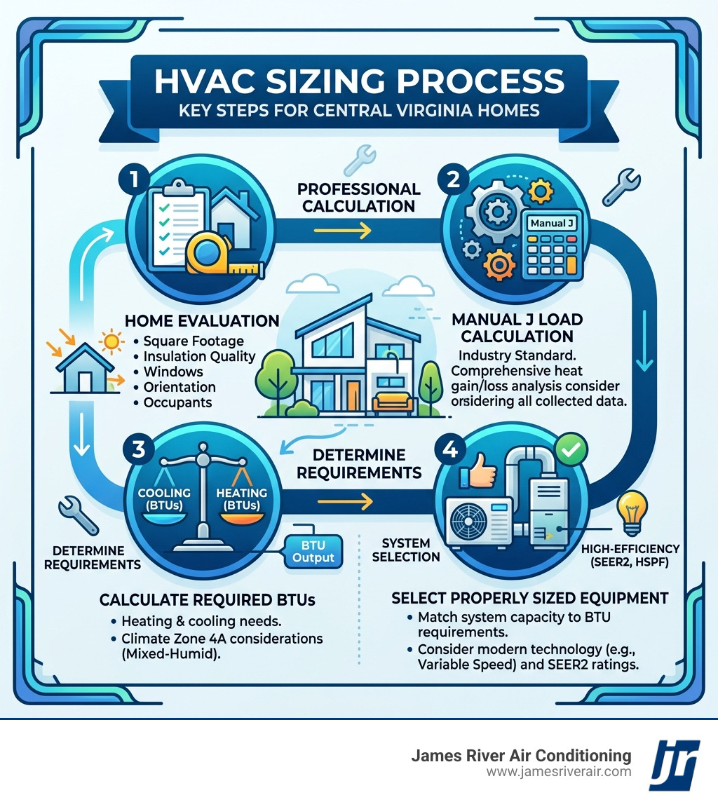 HVAC sizing process infographic - getting the right size hvac for central virginia homes infographic HVAC sizing process infographic - getting the right size hvac for central virginia homes infographic