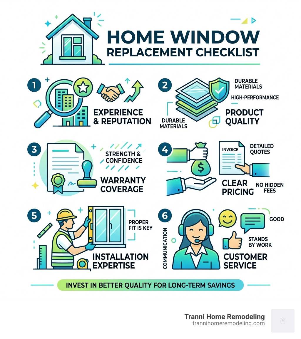 Home Window Replacement Checklist - home window replacement company infographic 