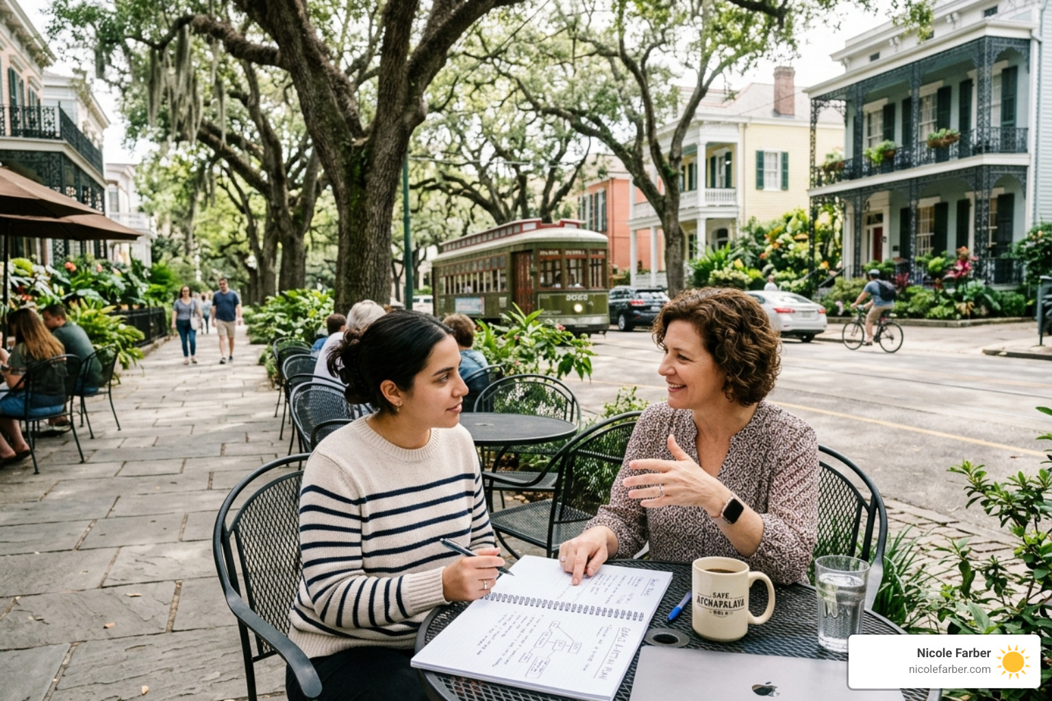 A collaborative coaching session in Uptown New Orleans focusing on goal setting - new orleans life coach