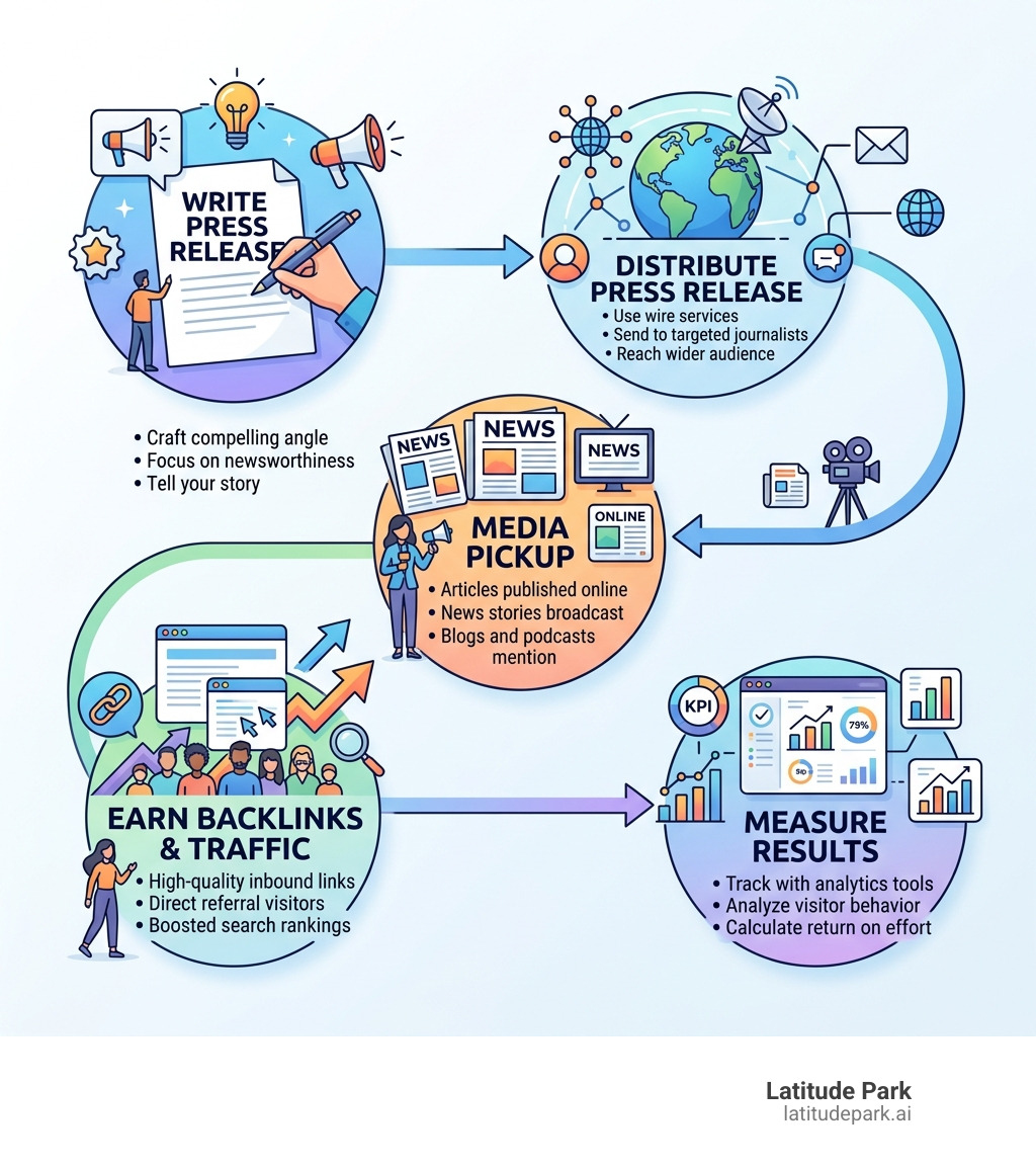 Lifecycle of a website PR campaign from press release writing to distribution, media pickup, and traffic results - pr for