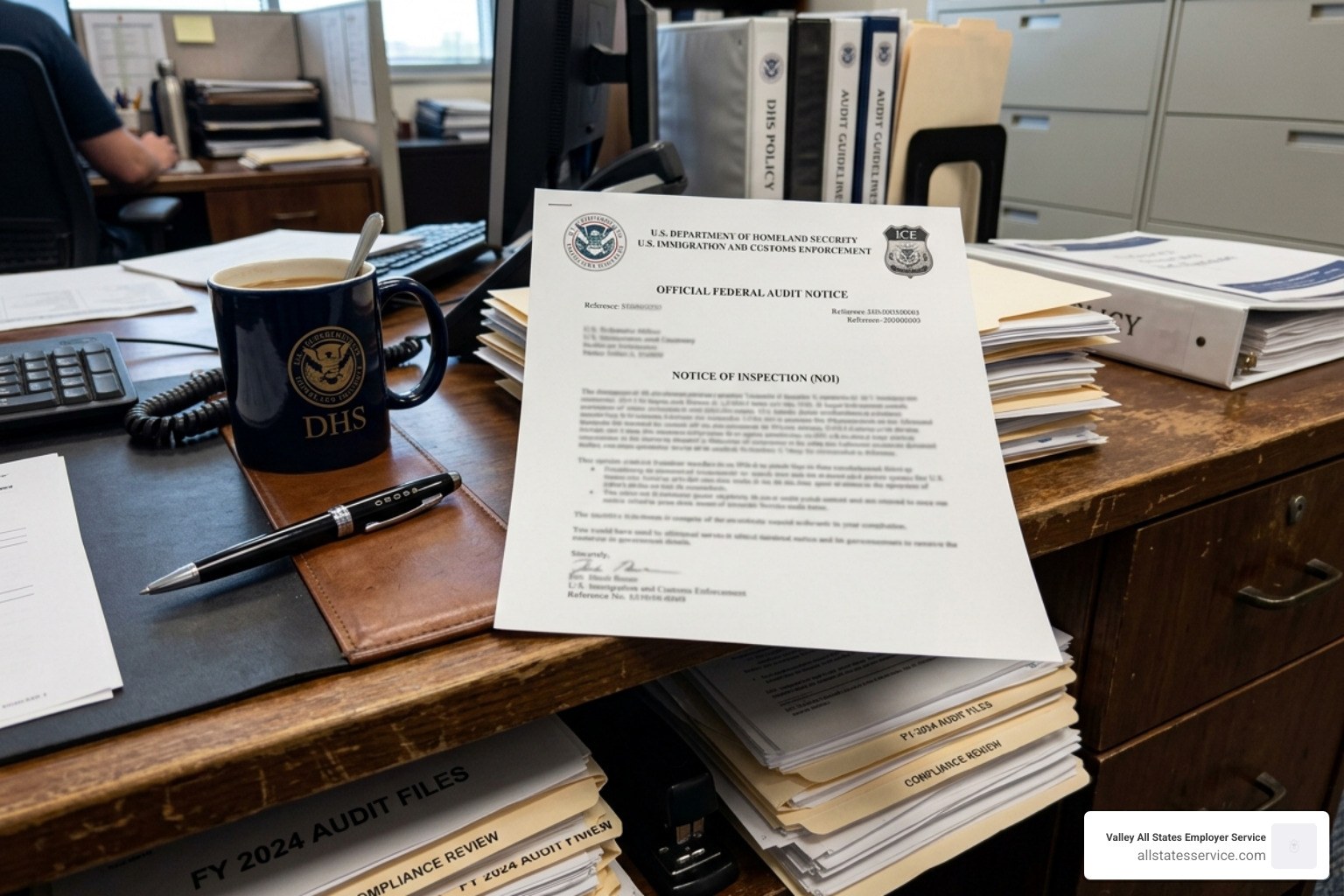 official federal audit notice on a desk - i 9 third party verification