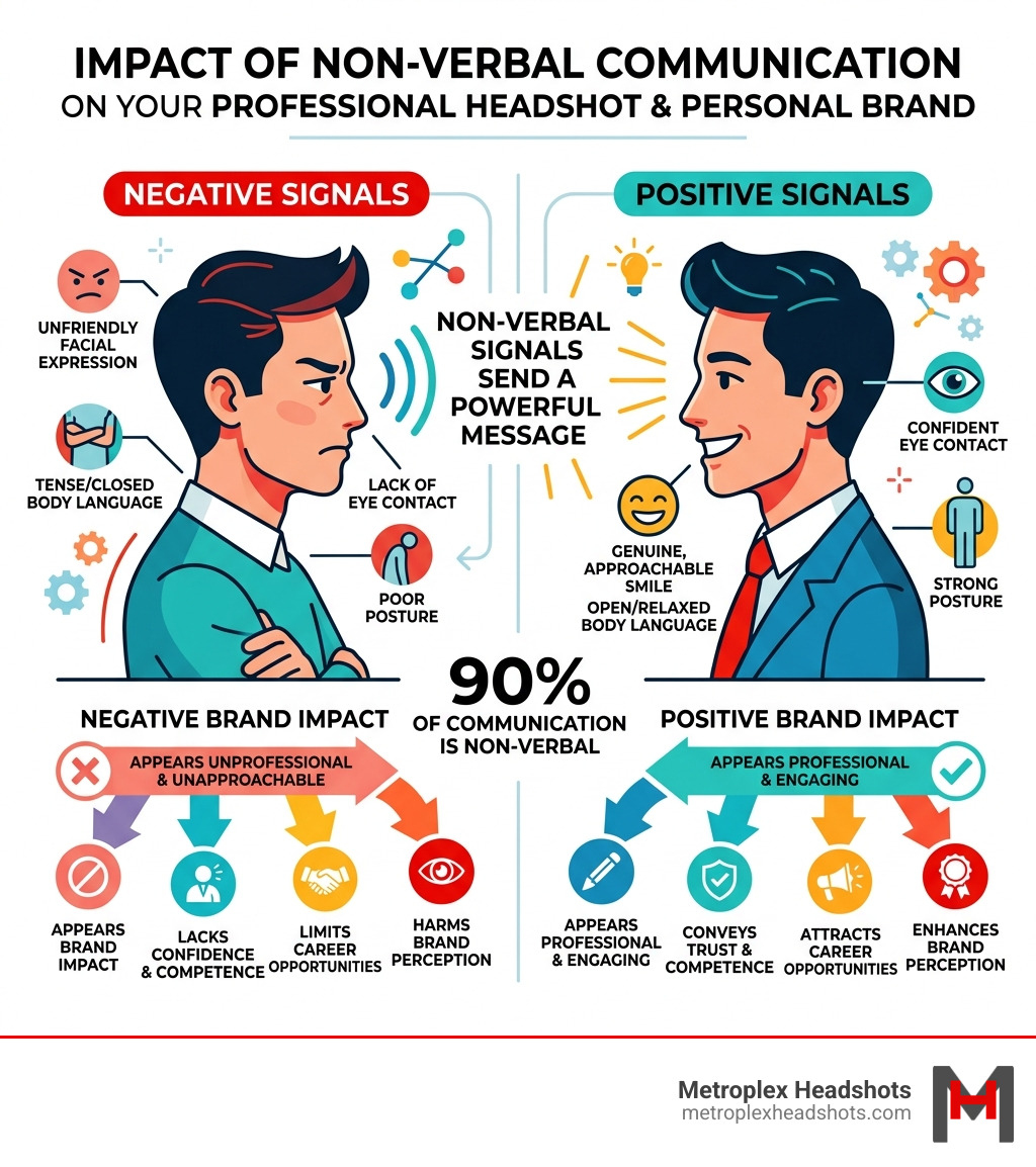 infographic showing the impact of non-verbal communication on professional headshots and personal branding - professional infographic showing the impact of non-verbal communication on professional headshots and personal branding - professional
