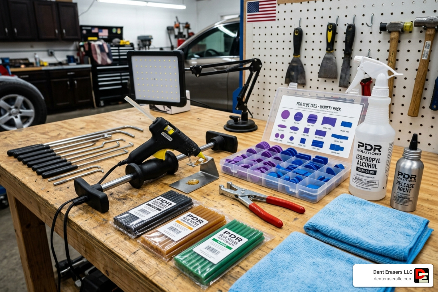 Professional Pdr Glue Puller Kit With Various Tabs And Glue Sticks - Car Hood Dent Removal