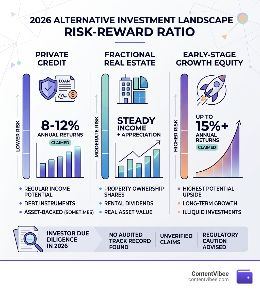 2026 alternative investment landscape risk-reward ratios infographic - Tazopha Investment Group Legitimacy and Investor Risk
