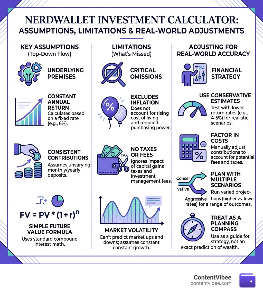 Infographic: Investment calculator key assumptions, limitations, and how to adjust for real-world accuracy
