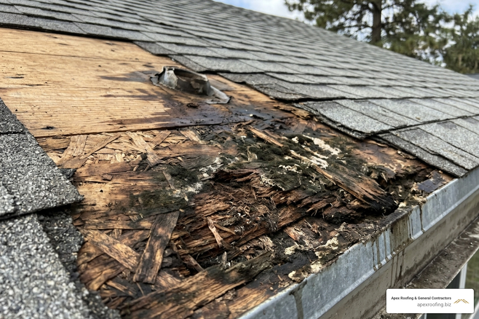 damaged roof decking with water rot requiring replacement before new shingles are installed - cost to replace roof san