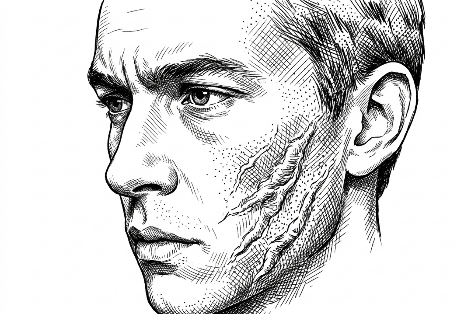 Close-up of a hypertrophic scar being treated with a microneedling device on the forearm