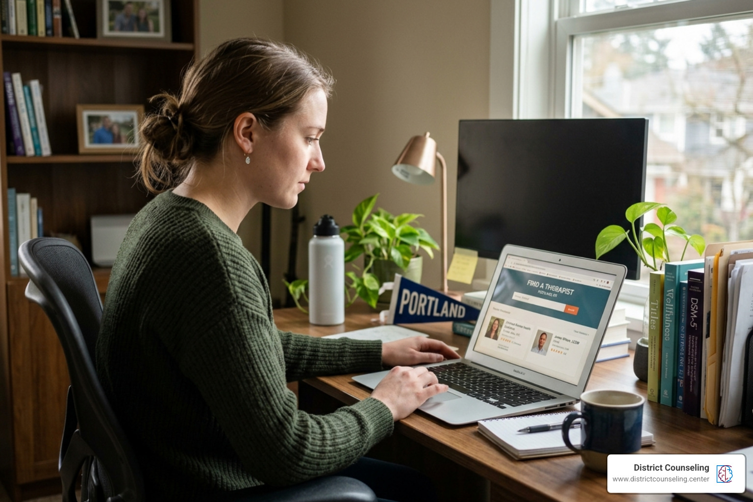 Person searching for local mental health providers on a laptop - marriage family counselor near me Person searching for local mental health providers on a laptop - marriage family counselor near me