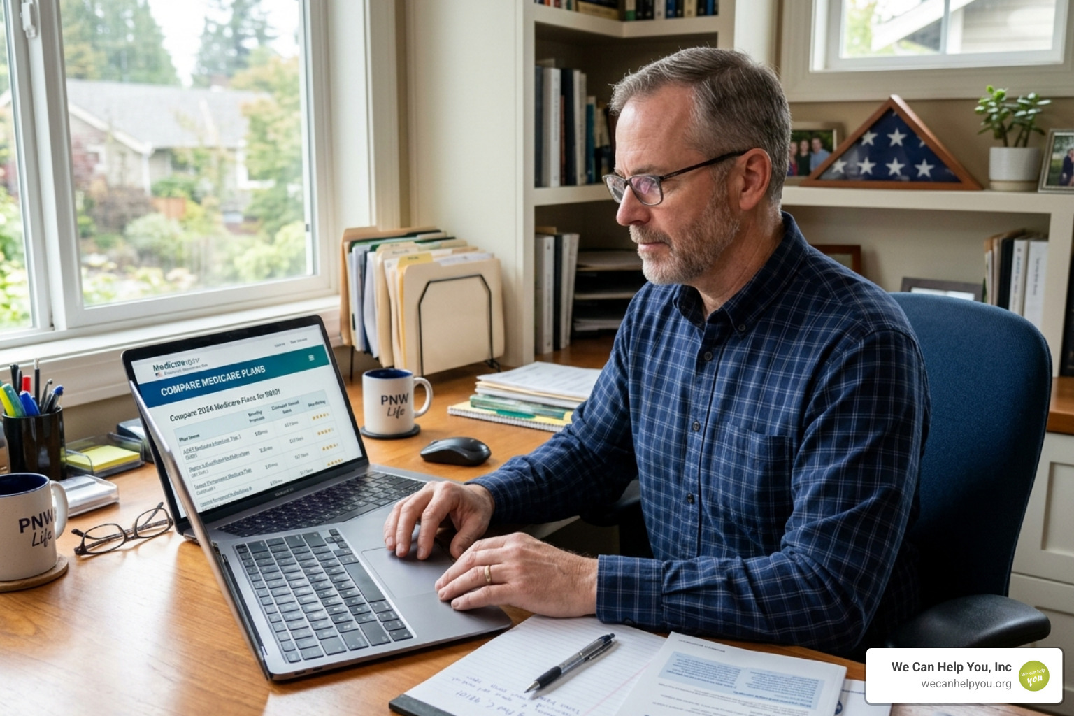 person using a laptop to compare Medicare plans on the official website - should i use an insurance broker for medicare