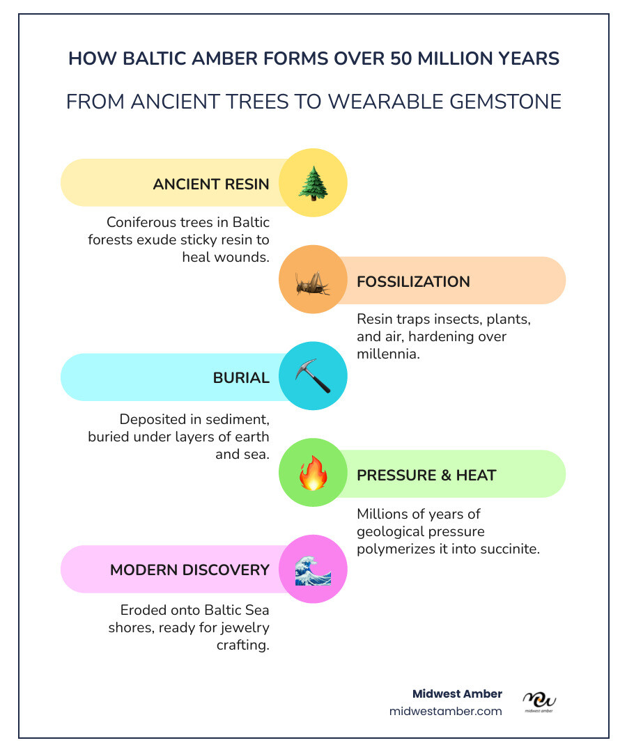 50-million-year Baltic amber formation from ancient coniferous trees to modern stackable ring - baltic amber stackable ring