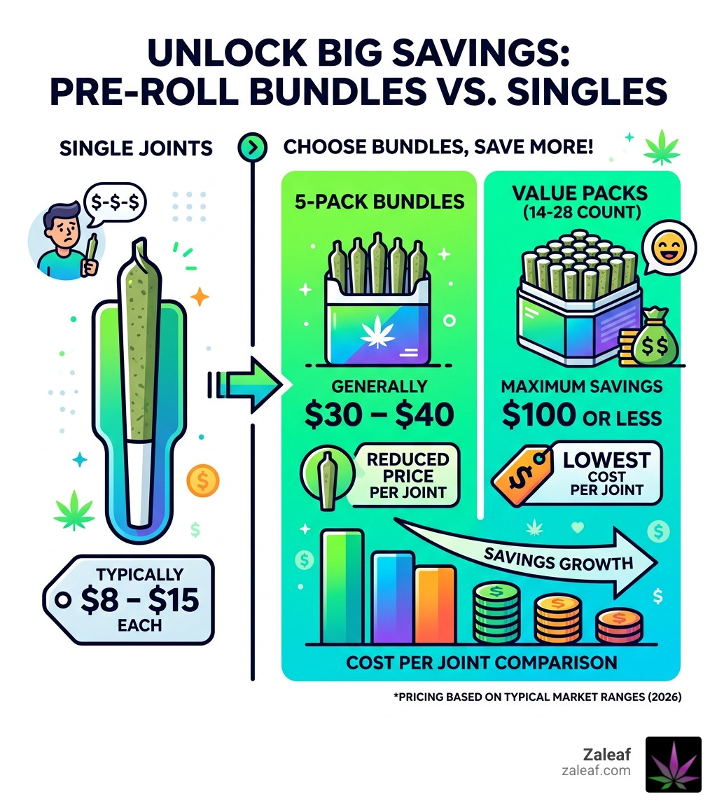 Infographic showing the cost savings of buying pre-roll bundles versus single joints - can you buy pre rolls online Infographic showing the cost savings of buying pre-roll bundles versus single joints - can you buy pre rolls online