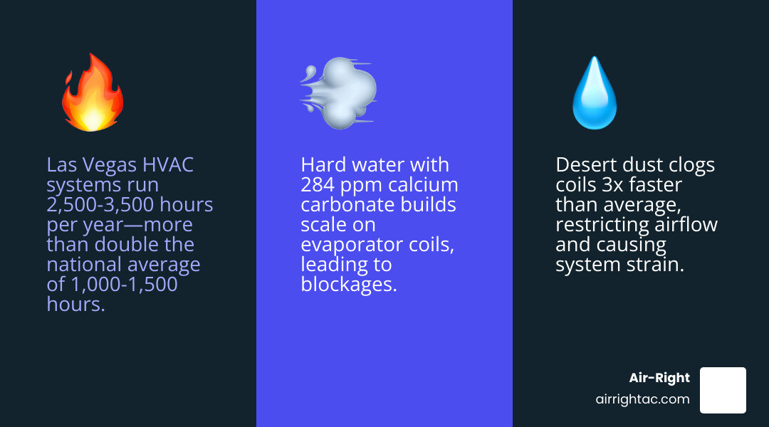 Las Vegas HVAC run hours vs national average and key maintenance intervals infographic - hvac maintenance tips for las vegas