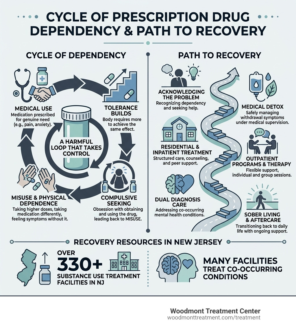 cycle of prescription drug dependency and path to recovery infographic - prescription drug rehab nj infographic 